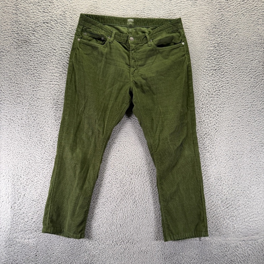 VTG Bonobos Pant Mens 36x28 Green Cotton Corduroy Chino Straight Business USA